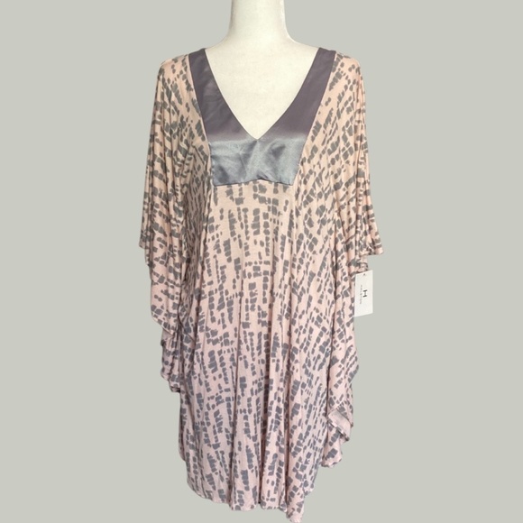 H Halston Pink Kimono-Sleeve Printed Caftan - Picture 2 of 8